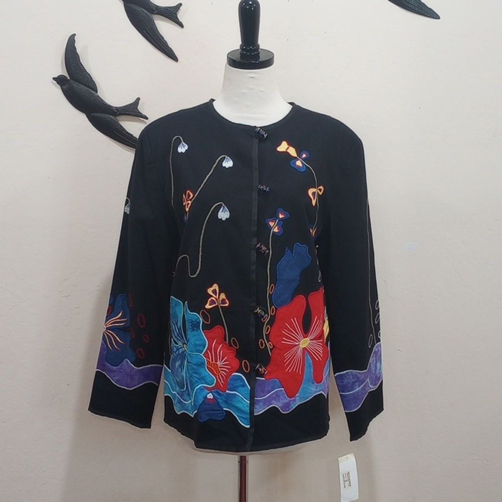Julia Kim Allure Art to Wear Embroidered Butterfly Jacket ~ M - NEW! - Picture 3 of 12
